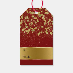 Red Glitter Gold Confetti Christmas  Gift Tags