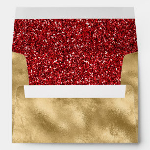 Red Glitter Gold  Envelope