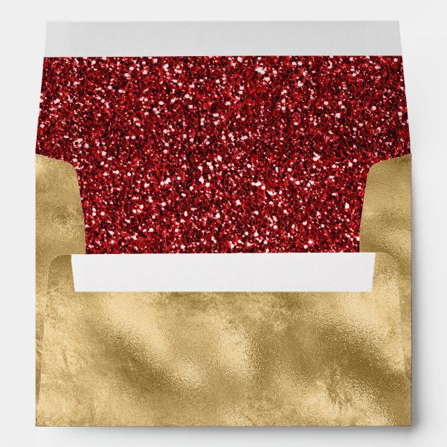 Red Glitter Gold  Envelope (Back (Bottom))
