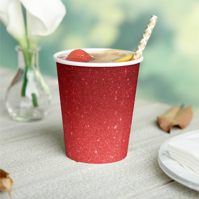 Red glitter gradient paper cups (Insitu)
