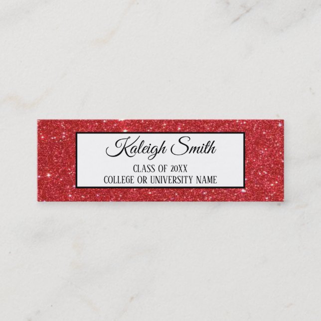 Red Glitter Graduation Insert Name Card (Front)