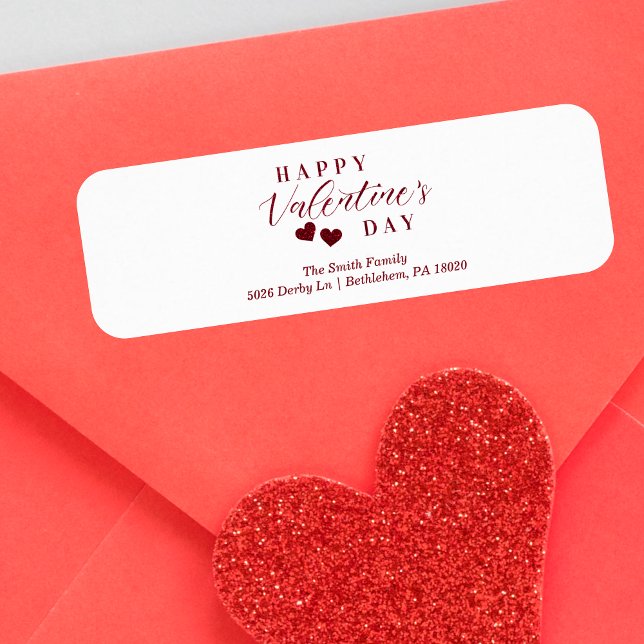 Red Glitter Happy Valentine's Day Hearts (Red Glitter Effect Happy Valentine's Day Hearts Label.)