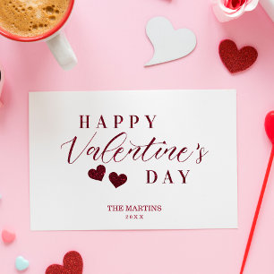 Red Glitter Happy Valentine's Day Hearts Holiday Card
