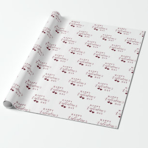 Red Glitter Happy Valentine's Day Hearts Wrapping Paper