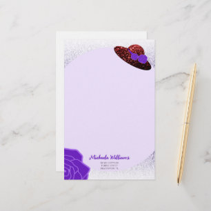 Red glitter hat purple lavender paper stationery