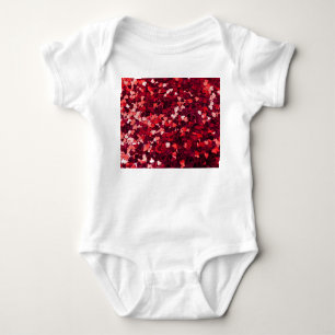 Red Glitter Heart: Minimalist Texture. Baby Bodysuit