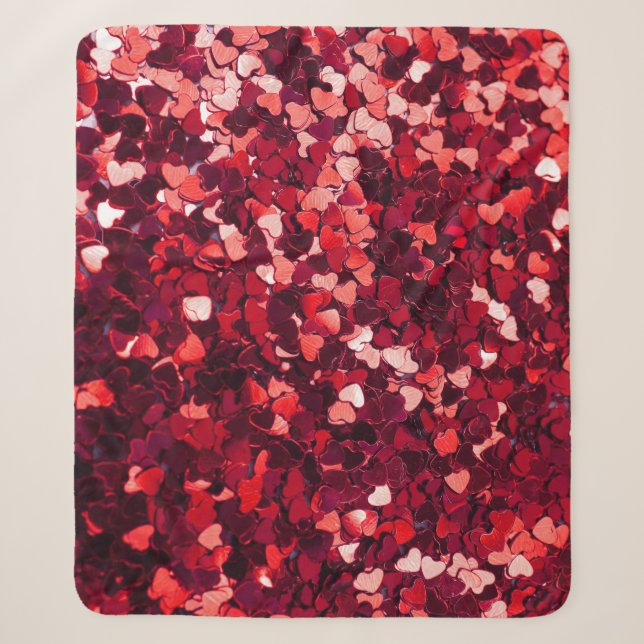Red Glitter Heart: Minimalist Texture. Sherpa Blanket (Front)