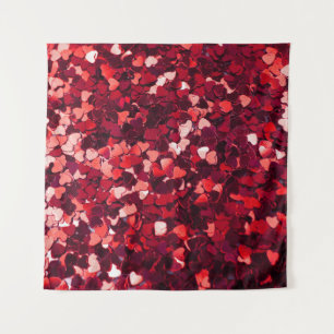 Red Glitter Heart: Minimalist Texture. Tapestry