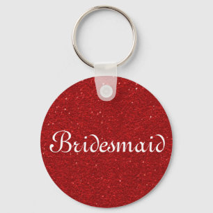 Red Glitter Heart Personalised Bridesmaid Key Ring