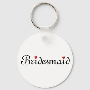Red Glitter Heart Personalised Bridesmaid Key Ring