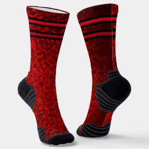 red glitter heart  socks