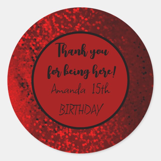 red glitter heart sticker (Front)