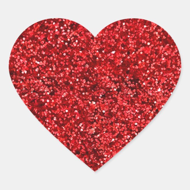 Red Glitter Heart Sticker (Front)
