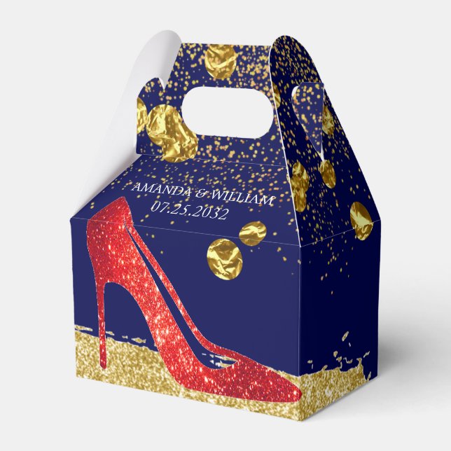 Red Glitter High Heels Elegant Wedding Favour Box (Front Side)