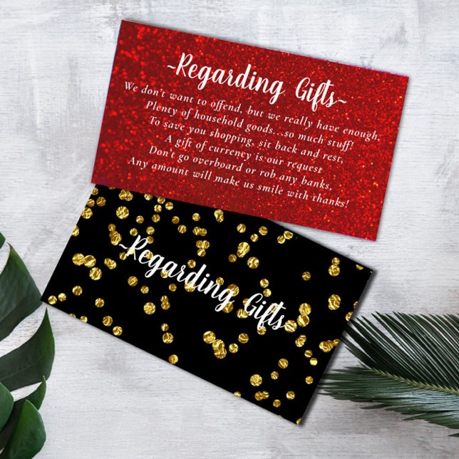 Red Glitter Honeymoon Fund bridal shower wedding Enclosure Card (Creator Uploaded)