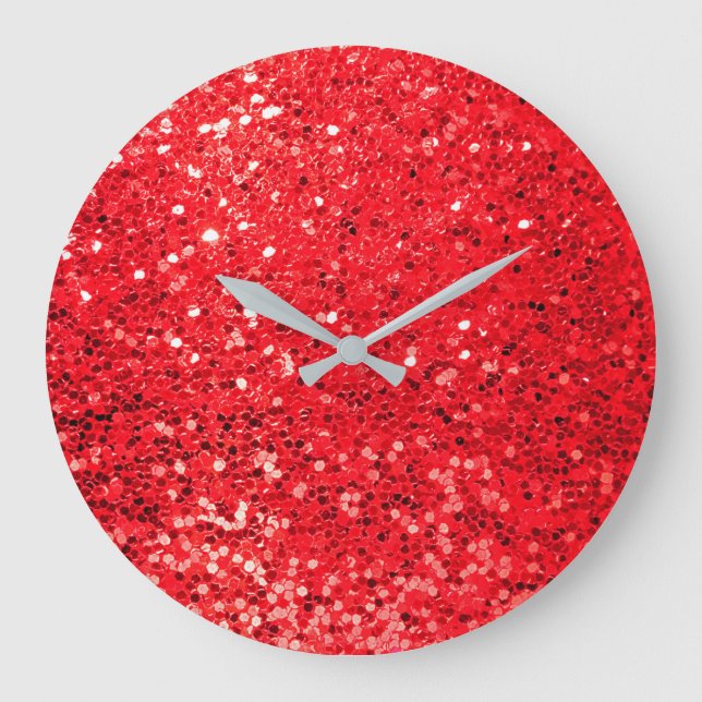 Red Glitter Large Clock (Front)