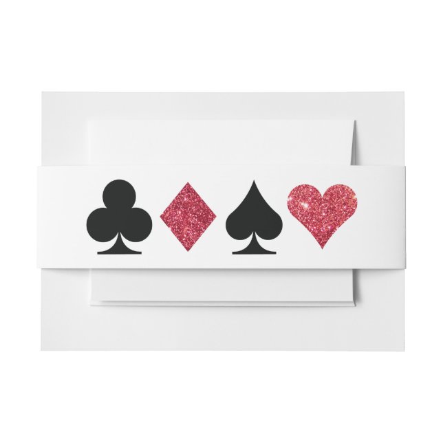 Red Glitter Las Vegas Wedding Invitation Bellyband Invitation Belly Band (Front Example)
