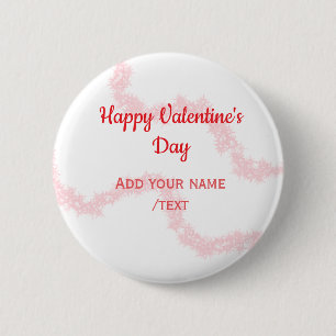 Red glitter lines happy Valentine's day spiral nam 6 Cm Round Badge