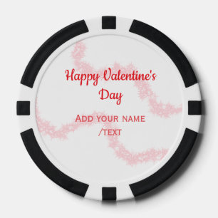 Red glitter lines happy Valentine's day spiral nam Poker Chips