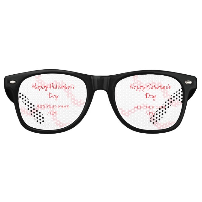 Red glitter lines happy Valentine's day spiral nam Retro Sunglasses (Front)