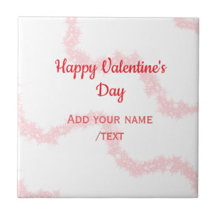 Red glitter lines happy Valentine's day spiral nam Tile