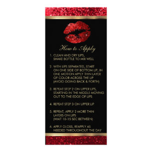 Red Glitter Lip Instructions Rack Card