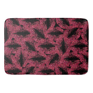 Red Glitter Lips #3 Bath Mat
