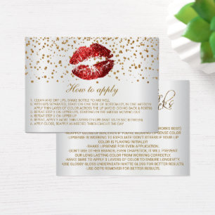 Red Glitter Lips on White Instructions