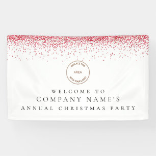 Red Glitter Logo Company Welcome Christmas Party  Banner