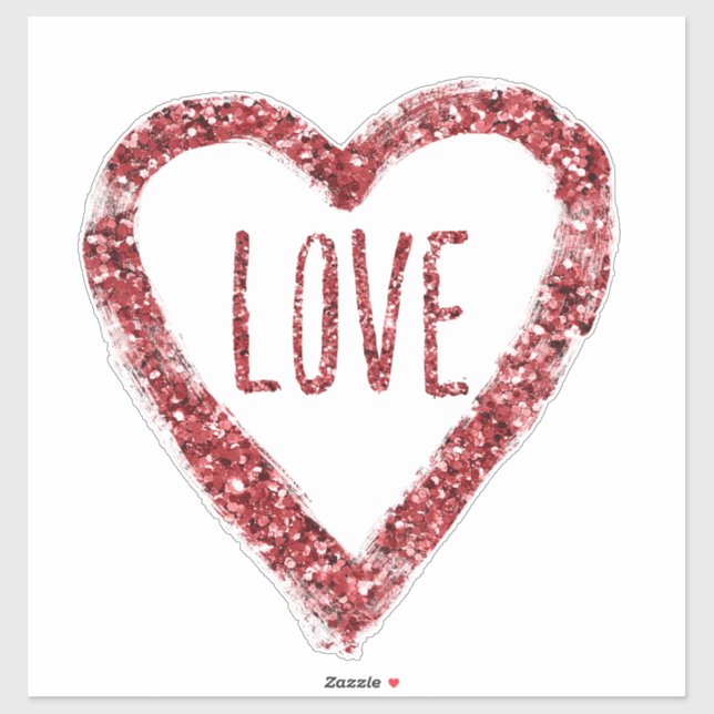 Red Glitter Love Heart (Sheet)