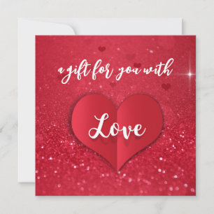 Red Glitter Love Heart Valentine's Day Gift Card