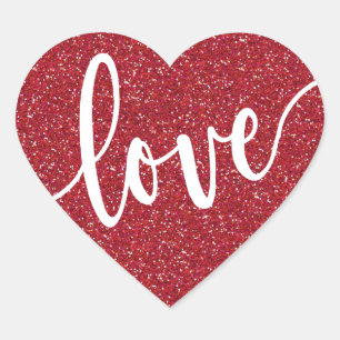 Red Glitter Love Heart    Valentine's Heart Sticker