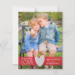Red Glitter Love Valentine's Day Photo Card