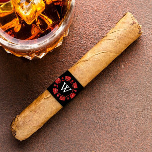 Red Glitter Monogram Poker Chip Casino Cigar