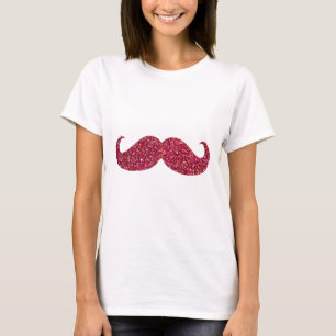 Red Glitter Moustache T-Shirt