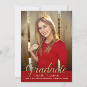 Red Glitter Overlay Photo Graduation Announcement