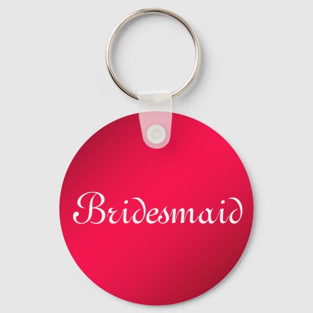 Red Glitter Personalised Bridesmaid Key Ring (Front)