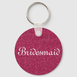 Red Glitter Personalised Bridesmaid Key Ring