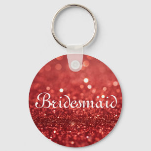 Red Glitter Personalised Bridesmaid Keychain
