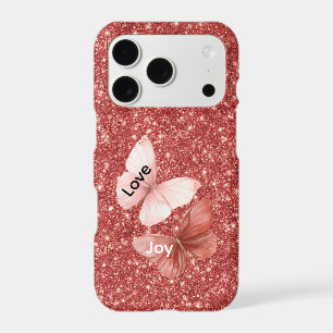 Red Glitter Pink Love Joy Butterflies