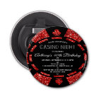 Red Glitter Poker Chip Casino Night Party