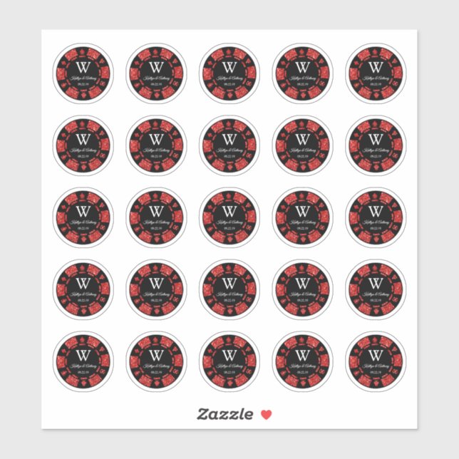 Red Glitter Poker Chip Casino Wedding Party 3cm (Sheet)