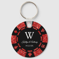 Red Glitter Poker Chip Casino Wedding Party Favor
