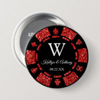 Red Glitter Poker Chip Casino Wedding Party Favour
