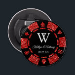 Red Glitter Poker Chip Casino Wedding Party Favour Bottle Opener<br><div class="desc">Celebrate in style with this trendy poker chip bottle opener. The design is easy to personalise with your own wording and your family and friends will be thrilled when they receive this fabulous party favour.</div>