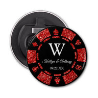 Red Glitter Poker Chip Casino Wedding Party Favour