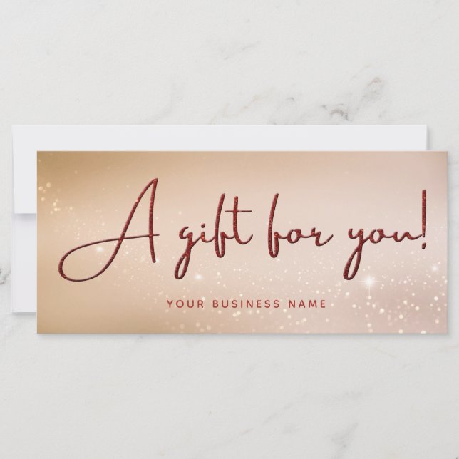 Red Glitter Script Business Gift Certificate (Front)