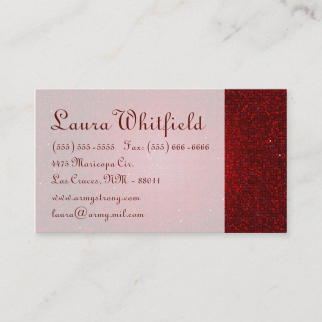 Red Glitter Sequin Disco Glitz Business Card (Front)