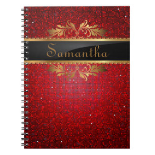 Red Glitter Sequin Disco Glitz Spiral Notebook