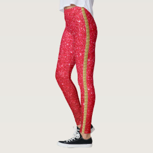 red glitter side stripe women's ultimate stretch leggings